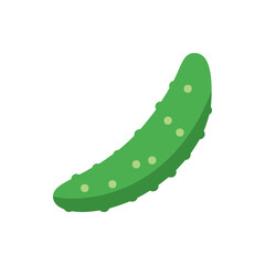 Illustration of a green cucumber with small bumps and light spots on a white background in a simple style