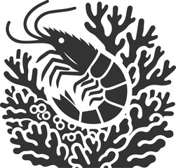 Vector silhouette of a shrimp 