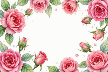 Delicate watercolor roses in a repeating pattern , nature, background