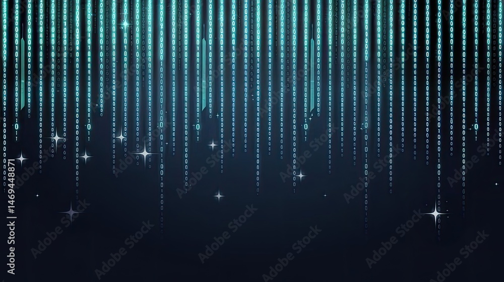 Aufkleber digital abstract: a captivating digital artwork featuring cascading lines of shimmering light. a vis