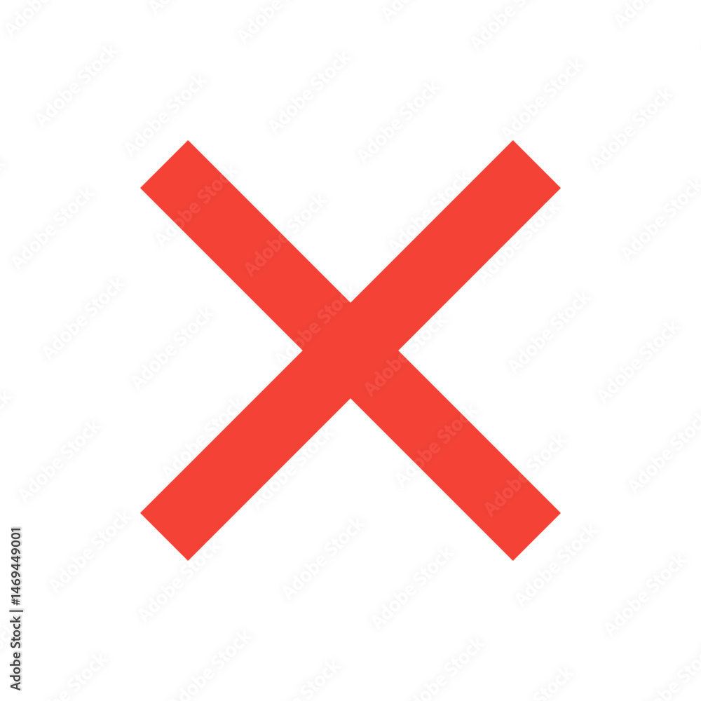 Poster a simple graphic featuring a bright red x mark centered on a white background with clear and sharp l