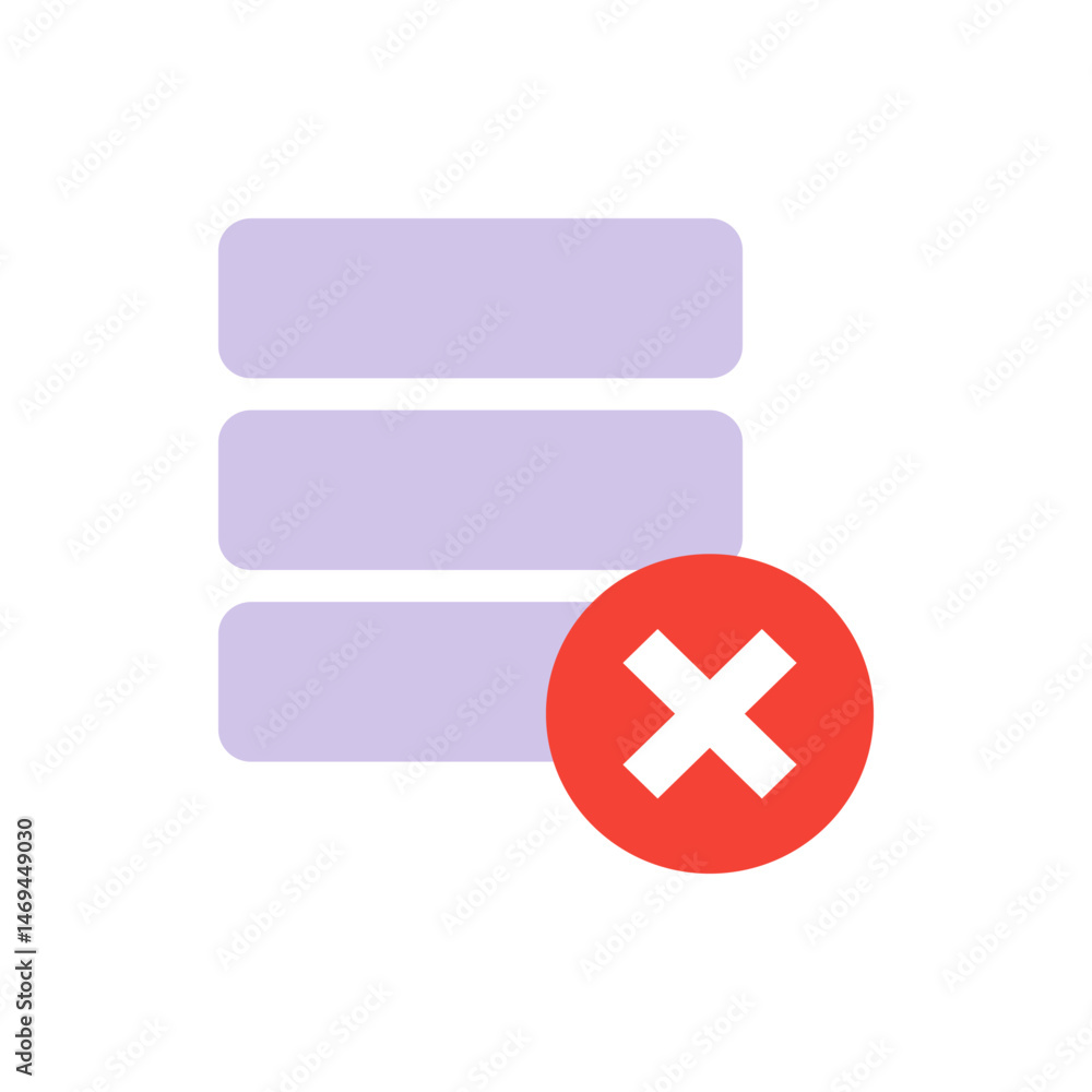 Poster three lavender rounded rectangles with a red circle containing a white cross icon in the lower right