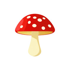Flat Vector Mushroom Red Cap With Spots  isolated on a transparent background