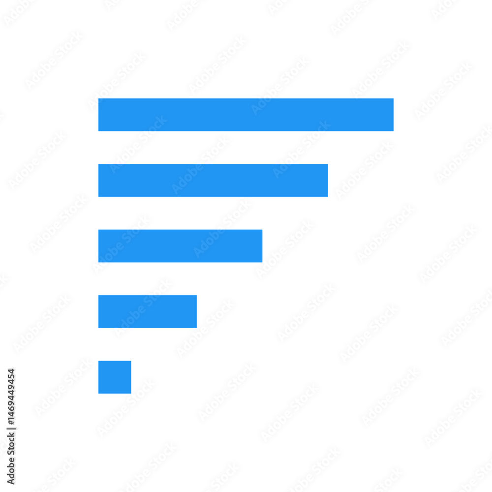Poster horizontal bars of varying lengths in ascending order arranged on a white background creating a visu
