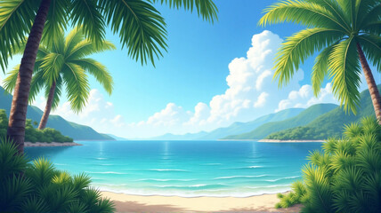 Fototapeta premium tropical beach with palm tree