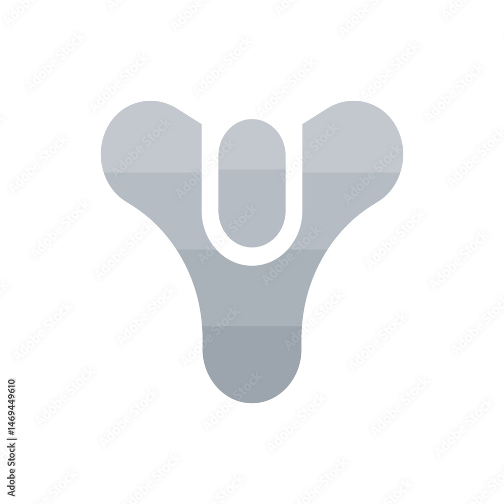 Poster abstract glyph with a rounded u shape in the center and a gray gradient background design element