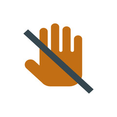 Illustration of a hand with a diagonal line across it indicating prohibition or restriction of touching item