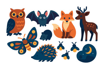 Obraz premium Wildlife and nature icons set – flat, filled, animal and forest symbols