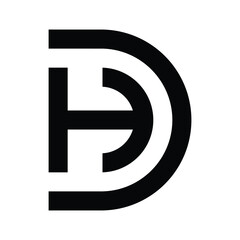 Modern DP or DH Monogram Logo with Bold Black Line Design