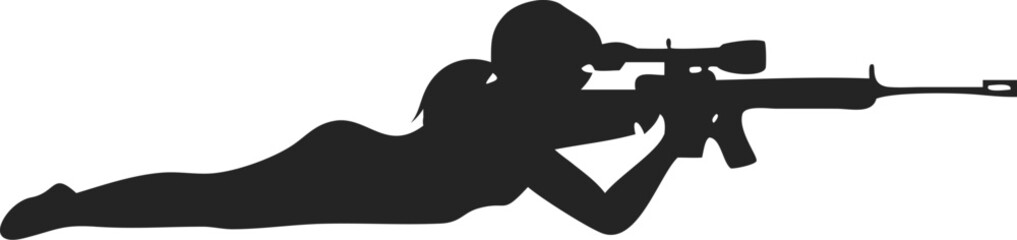 Female Soldier Silhouette Aiming Rifle Prone Position