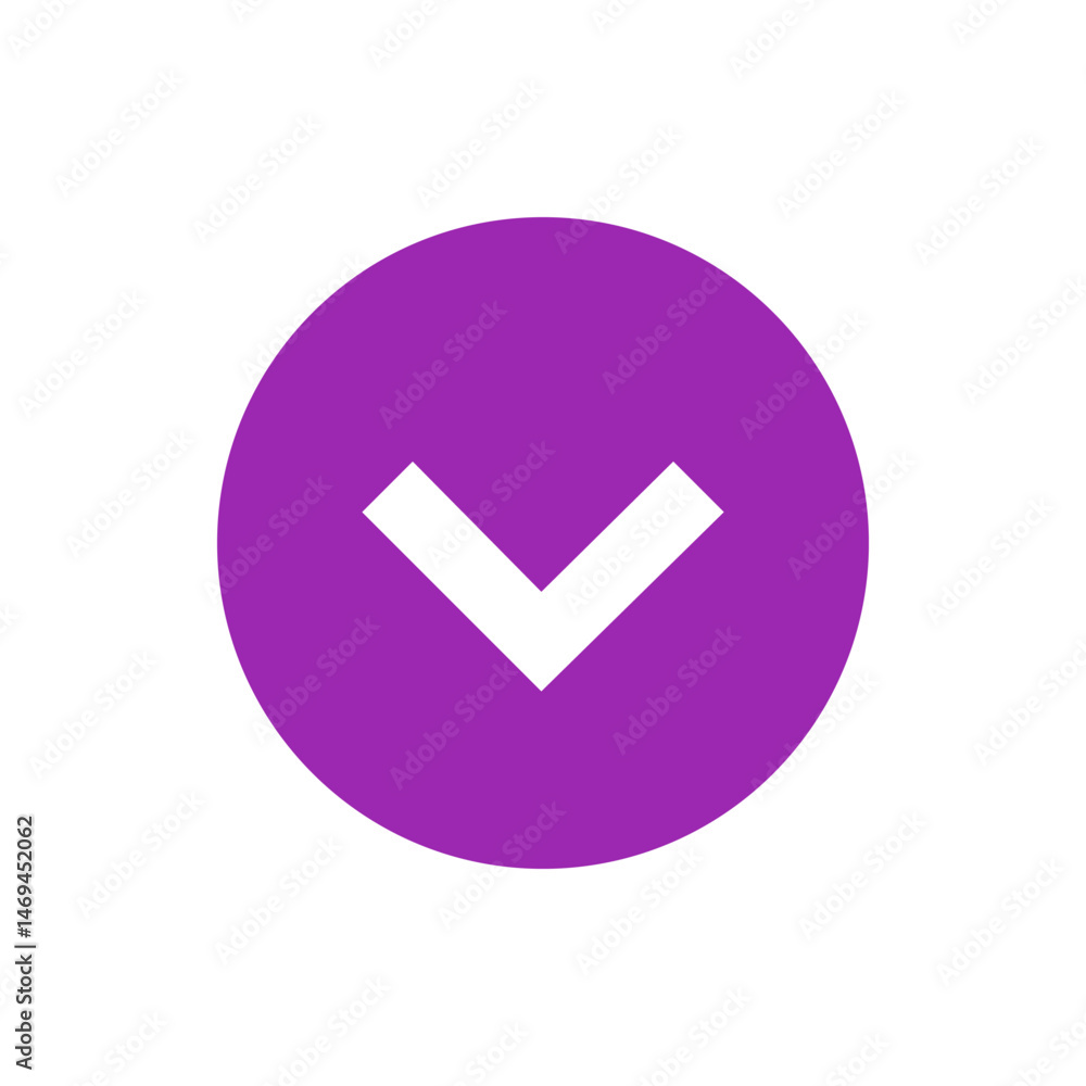 Poster white downward arrow inside a purple circle indicating direction or navigation on a simple backgroun
