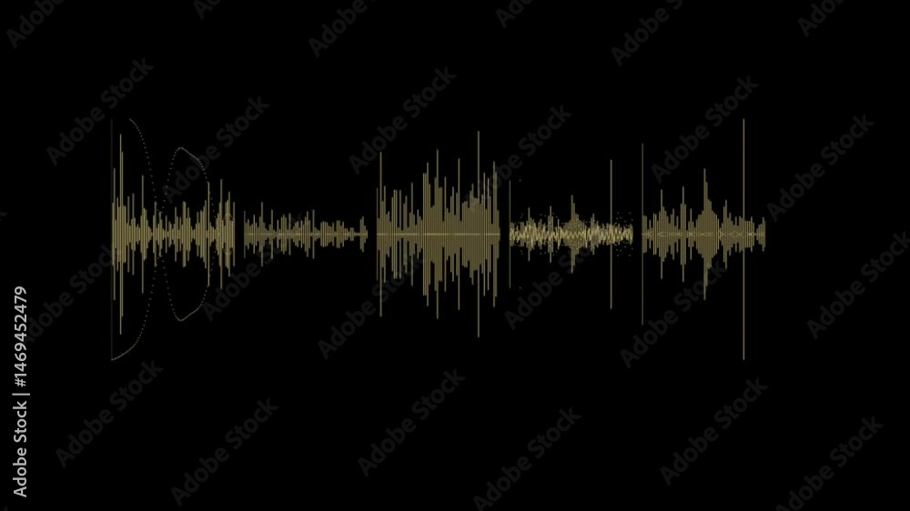 Poster dynamic audio waveform vibrant visualization captured on black background