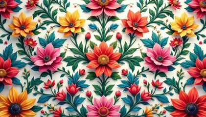 Intricate floral design, repeating infinitely , wallpaper, background, botanical