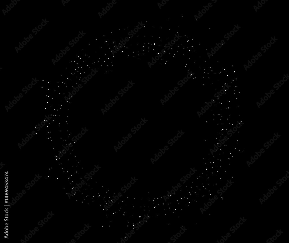 Poster glowing digital particle network circle on black background dark theme