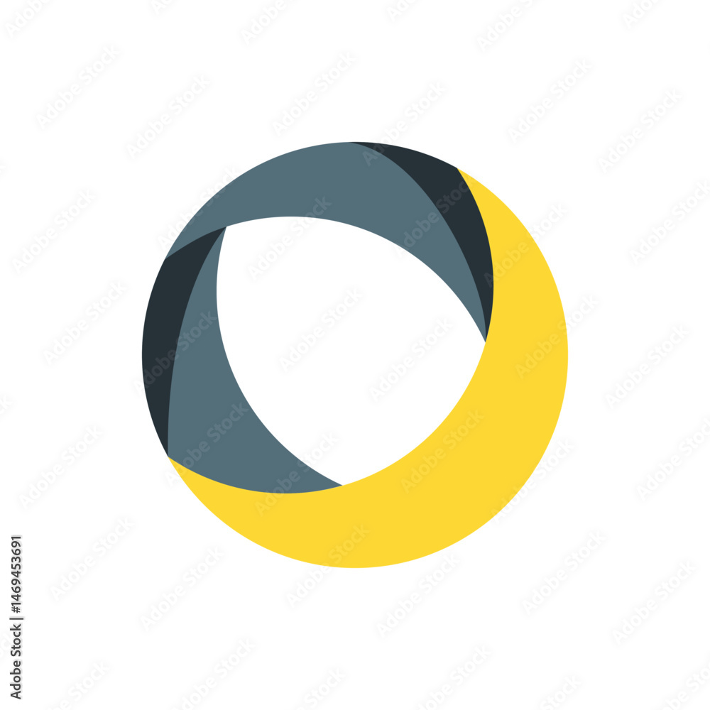 Aufkleber abstract circular design featuring gray and yellow curved shapes against a white background creating