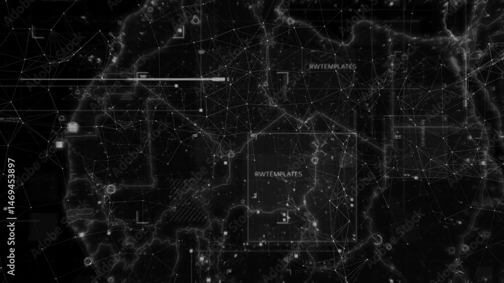 Poster futuristic digital network visualizing complex information with precise geometric patterns