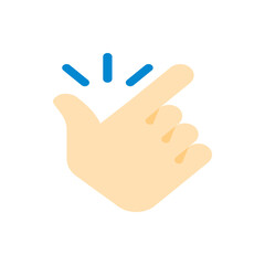 Illustration of a hand snapping its fingers with blue lines above the finger on a white background