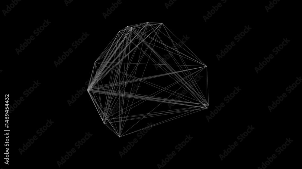 Poster abstract wireframe structure of interconnected lines in black and white