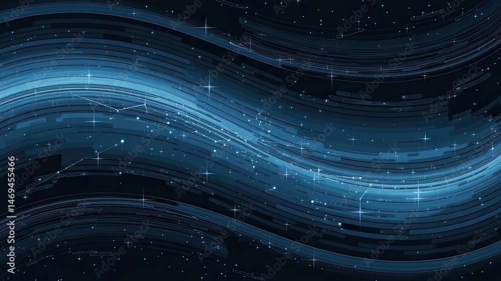 Aufkleber digital flow symphony: a mesmerizing digital artwork featuring luminous blue lines that gracefully i