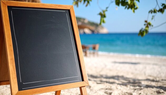 blackboard on the beach in summer