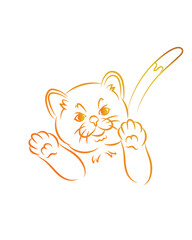 Illustration Vector Graphic Of Golden Color Line art Funny Cat
