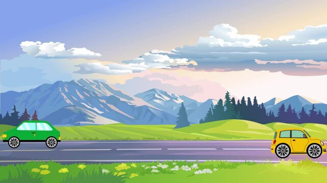 car driving in the mountains
