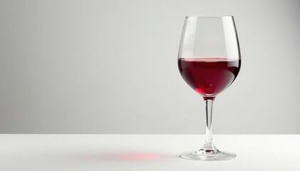 Single red wine glass, elegant presentation on white , minimal, glass, vino