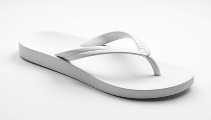 Single white flip-flop isolated on pure white background, travel, picture