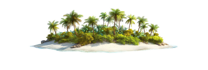 Hidden Tropical Island With Palm Trees  isolated on a transparent background