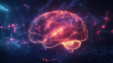 Glowing digital brain with network connections symbolizing artificial intelligence