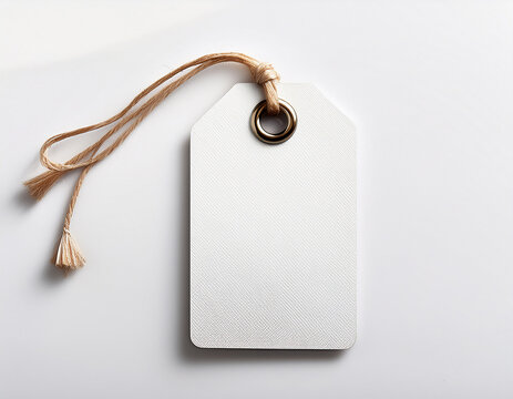 a blank white tag with a string perfect for labeling items or gifts in various creative projects isolated on white background