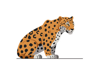 A majestic jaguar sits alert, showcasing its distinctive spotted coat.  'Endangered Species' icon.  Bold, graphic style.  Ideal for conservation campaigns.