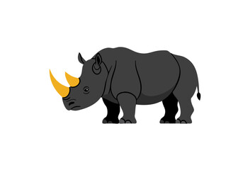 stylized n endangered black rhino depicted in a clean modern style  The rhino is centered against a neutral background 