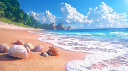 Obraz premium Beach shells with blue sea