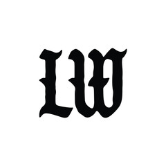 LW monogram logo design letter text name symbol monochrome logotype alphabet character simple logo