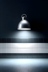 Obraz premium Modern kitchen with sleek pendant lighting and tiled wall