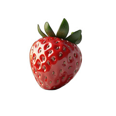 3D Render of a Shiny Red Strawberry with Green Leaves isolated on transparent background