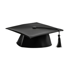 Black Graduation Cap isolated on transparent white background, clipping path