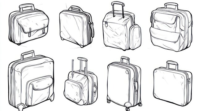 Luggage design sketches various bags & suitcases