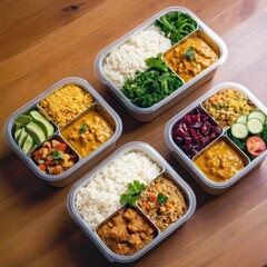 Healthy & Delicious Meal Prep Containers with Variety of Curries and Sides