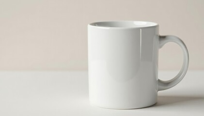 Obraz premium Classic white ceramic mug, handle detail visible , clean, macro