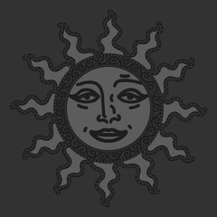 antique sun illustration; vintage solar depiction