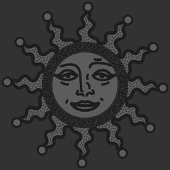 Obraz premium antique sun illustration; vintage solar depiction