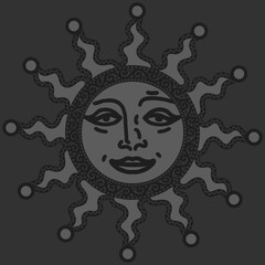 antique sun illustration; vintage solar depiction