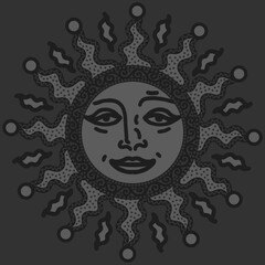 antique sun illustration; vintage solar depiction