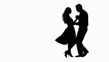 Joyful couple swing dancing in silhouette, celebration of love