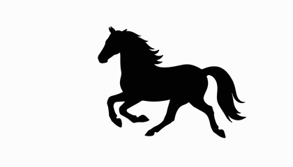 Graceful horse galloping silhouette on a white background, freedom