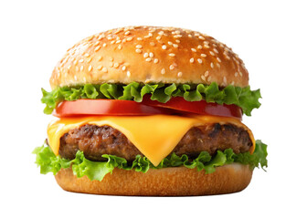  CheeseBurger isolated on a transparent background.