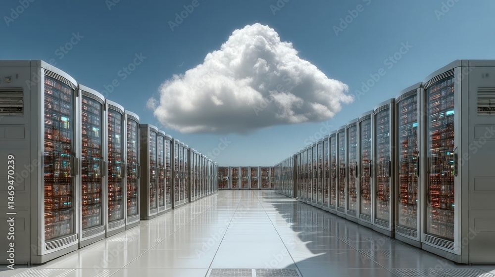 Aufkleber digital technology in cloud computing aerial perspective of modern data center infrastructure