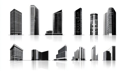 Fototapeta premium Skyscrapers, city, architecture, urban, design, business, background, illustration, real estate